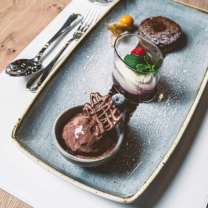 Schokoladendessert und Mousse in der Genusswelt Kesselgrub